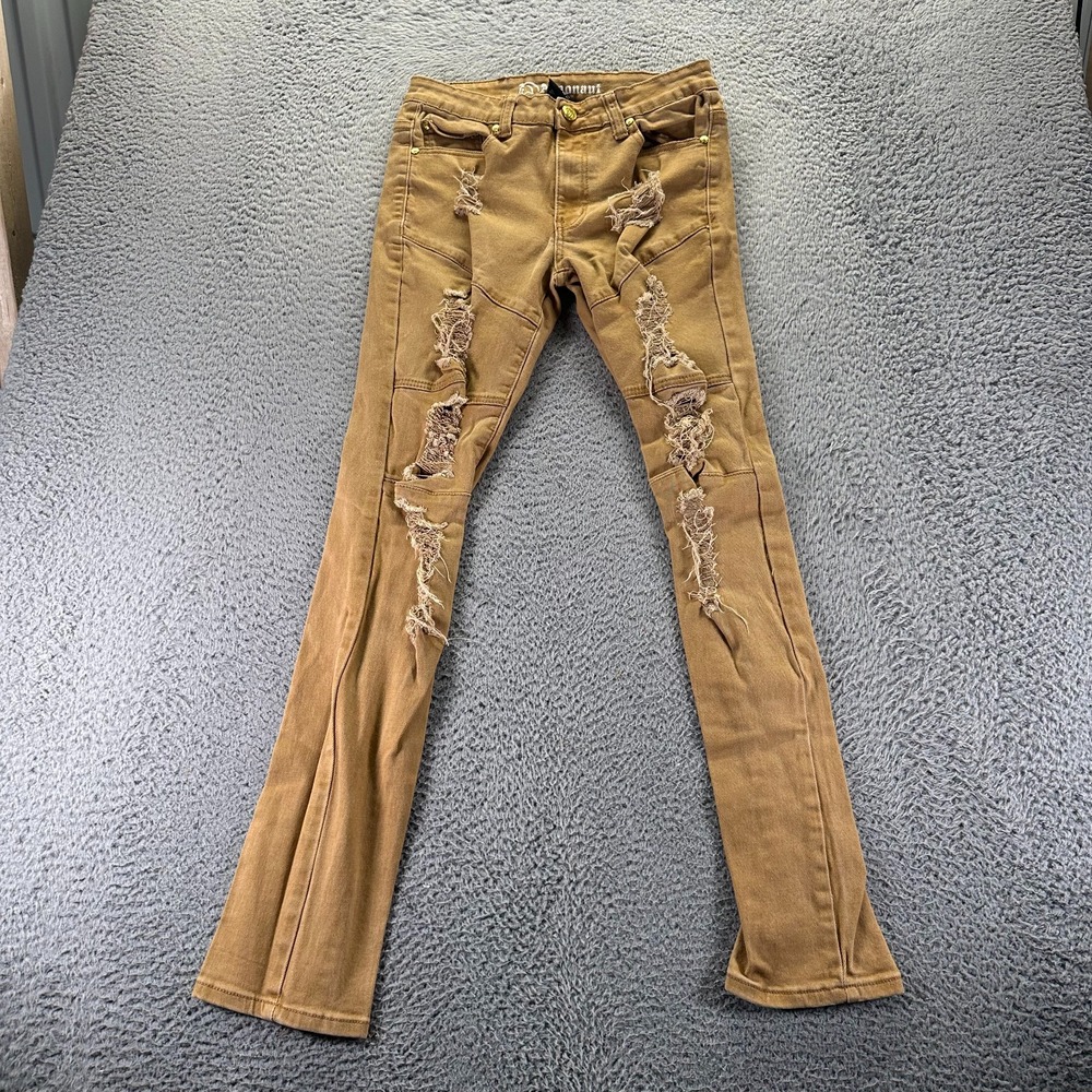 Argonaut Jeans Mens 30x33 Brown Cotton‎ Denim Skinny Stretch Distressed Workwear